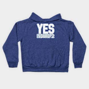 YES INDYREF2, Scottish Independence White and Saltire Blue Layered Text Slogan Kids Hoodie